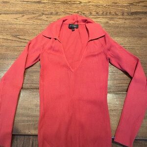 INTERMIX Coral V-Neck Sweater